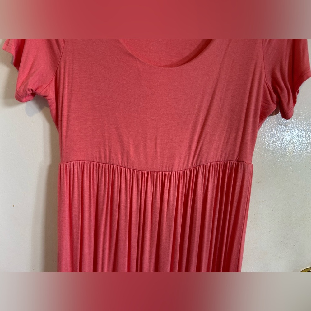Great Condition Pink Blush Maternity dress Short Sleeve Loose Maxi Dress Sz XL - Picture 3 of 6